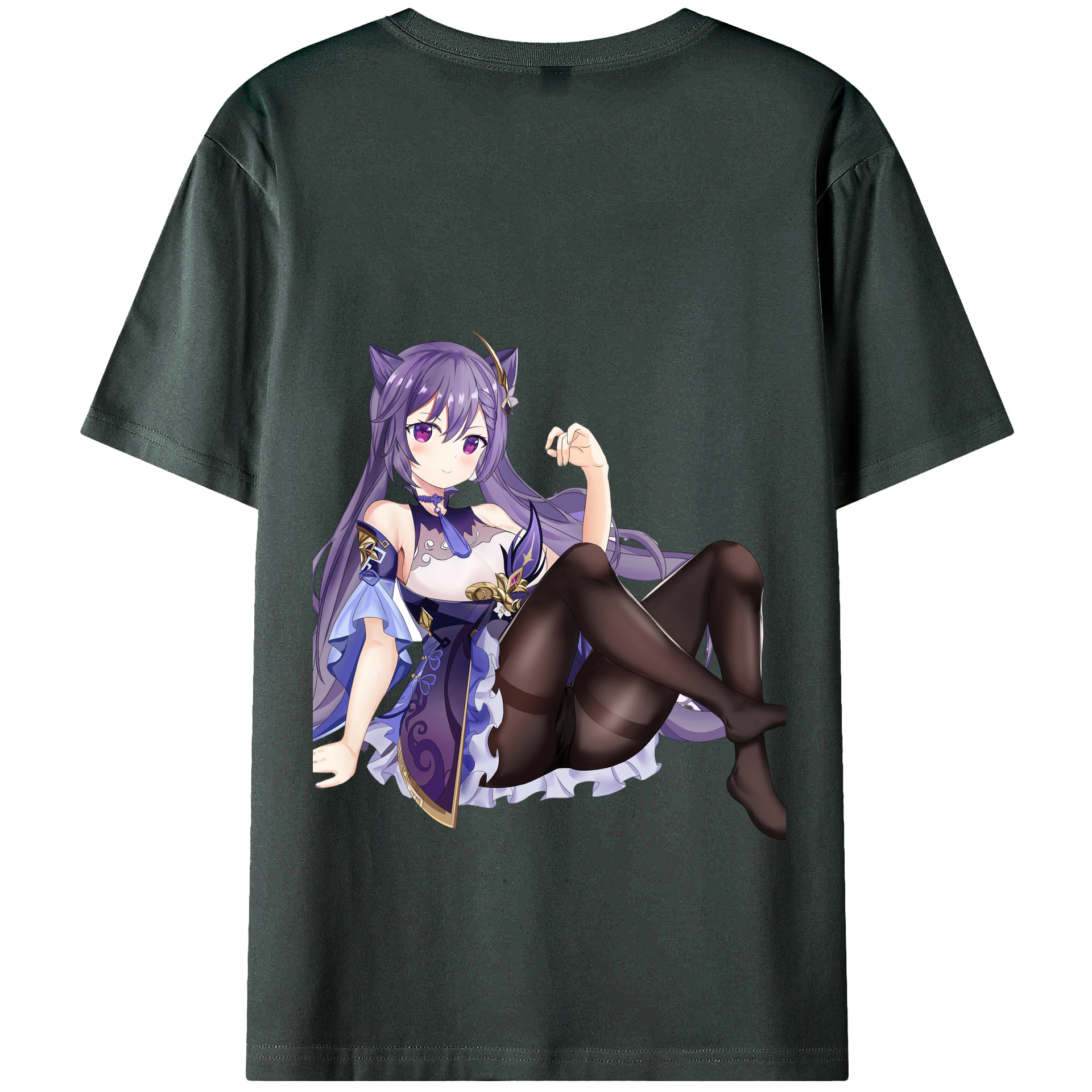 げんし神 刻晴 こくせい genshin Kokusei 綿100％ メンズ半袖Tシャツ（バックプリント） 通気性